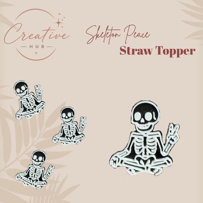 Skeleton peace straw topper
