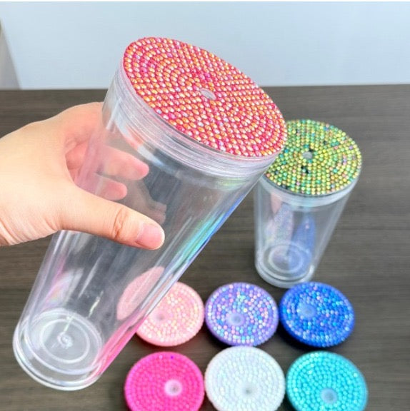 24oz Tappered rhinestone lids