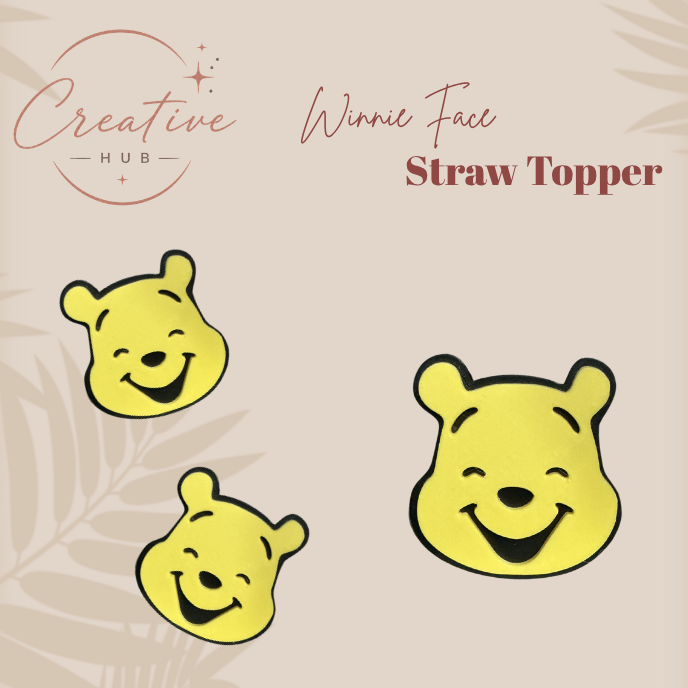 Winnie face straw topper