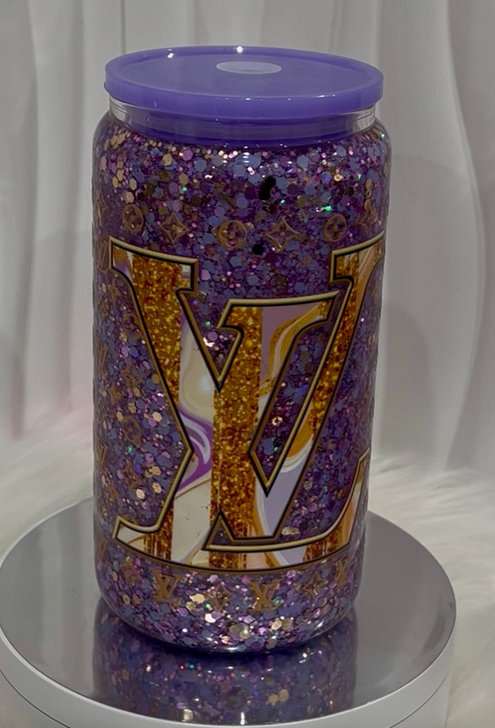 16oz LV Design glass handled tumbler