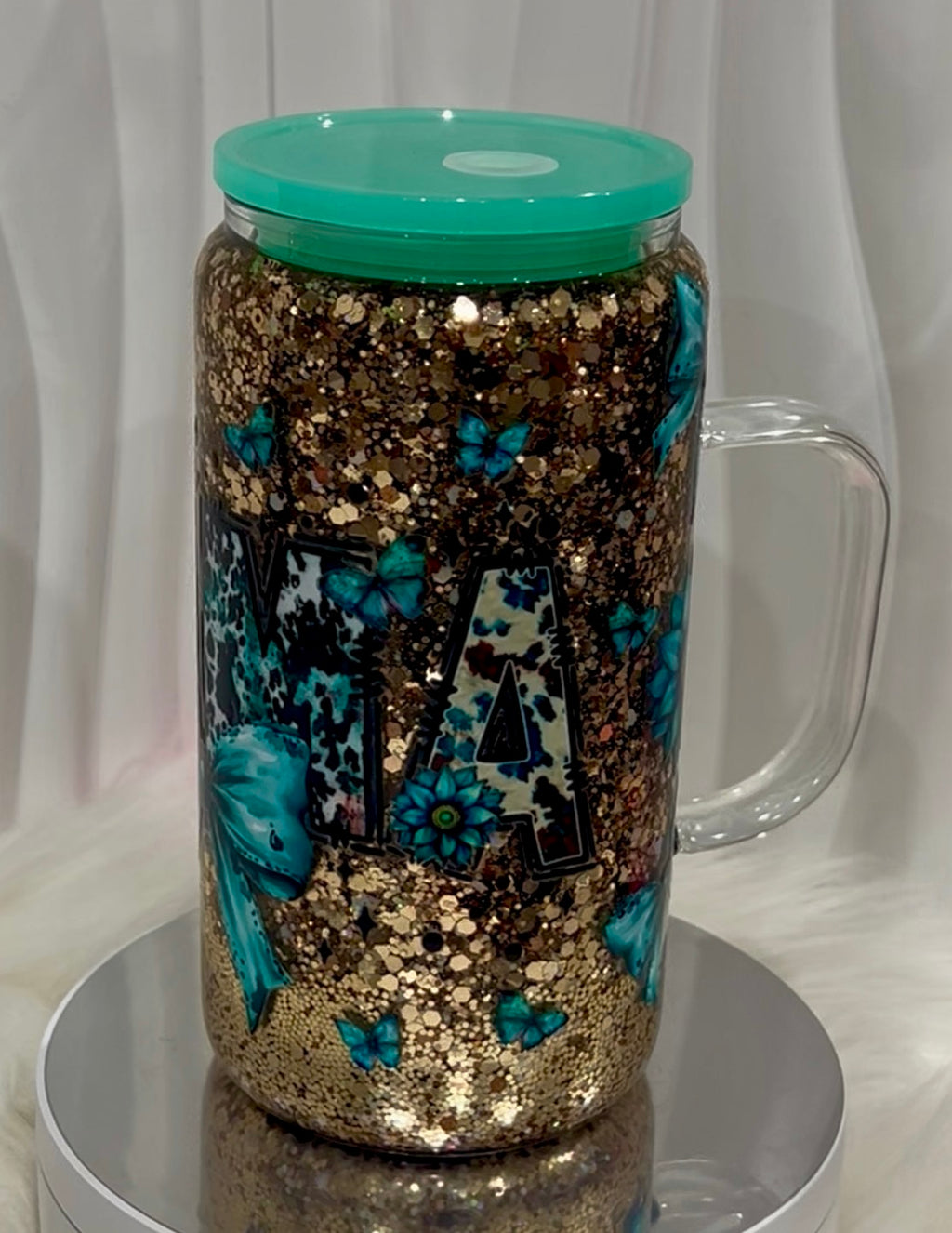16oz Glass MAMA handled tumble