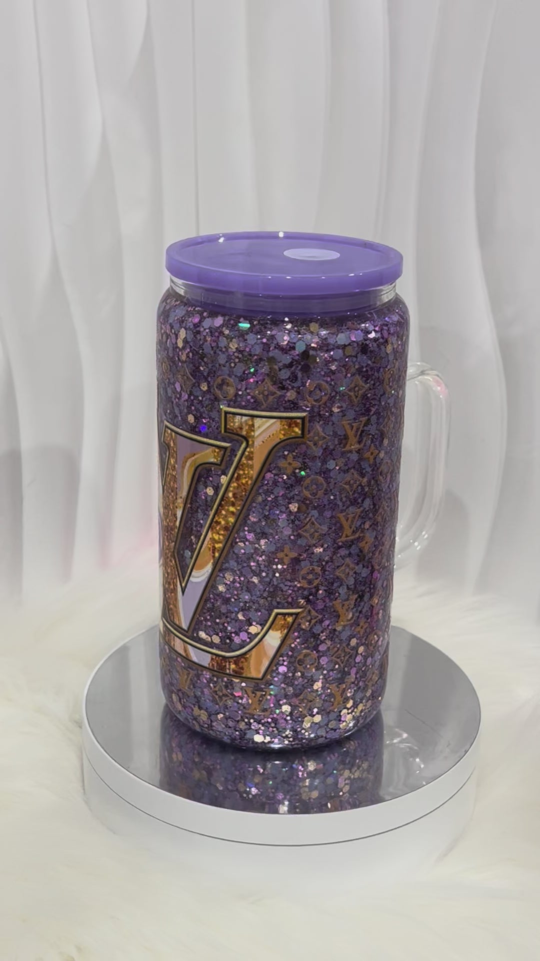 16oz LV Design glass handled tumbler